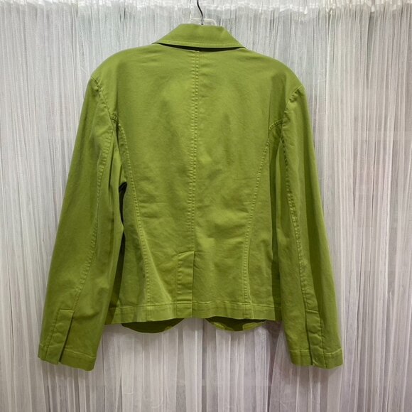 Talbots 90's Vintage Cotton Stretch 3 Button Blazer Apple Green Size 12 Preppy - Picture 4 of 13